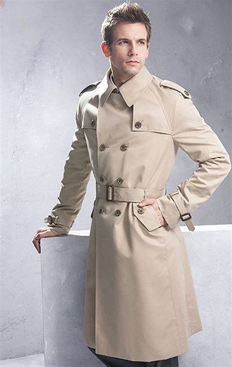 men s coat trench classic double breasted long british style trajes de moda para hombre