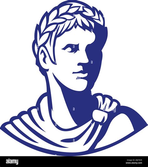 Mascot Icon Illustration Of Bust Of An Ancient Roman Emperor Senator