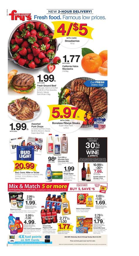 Fry's food stores is an online site that offers recipes, wines, health guides, fruits and vegetables, meat and seafood, medical forms and medicare plans. Fry's Weekly Ad Mar 20 - 26, 2019 - WeeklyAds2