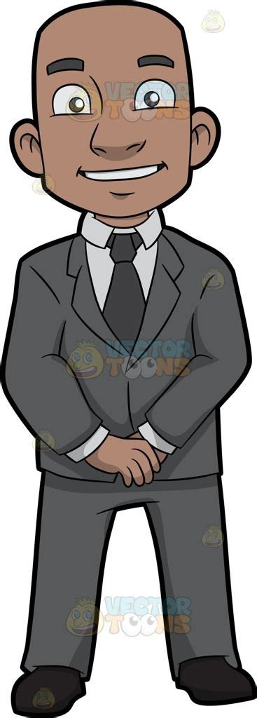 A Confident Black Bald Guy Cartoon Clipart Posts Gray And Black Shoes