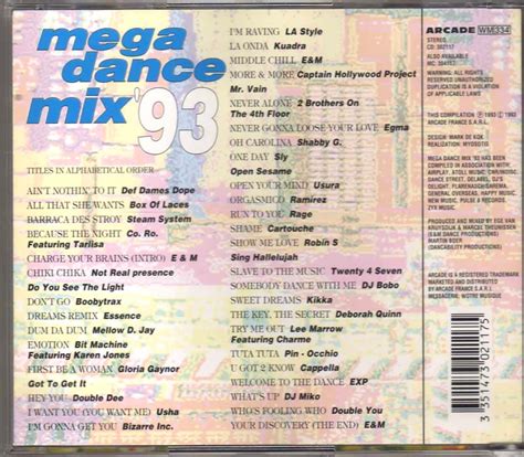 Compilation Mega Dance Mix 93 A Non Stop Mix Cd Eurodance 90