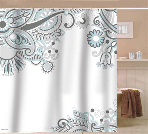 Sunlit Designer Floral Swirls Indian Print Fabric Shower Curtain#sunlit ...