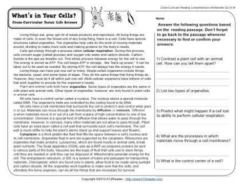 .reading comprehension worksheets i abcteach provides over 49,000 worksheets page 1. What's in Your Cells? | Reading comprehension worksheets, Reading comprehension, Reading worksheets