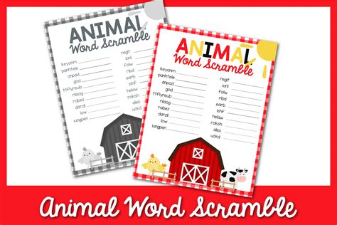 Free Animal Word Scramble Printable Word Scramble Animals