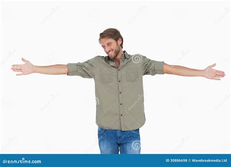 Man Standing With Arms Outstretched Royalty Free Stock Photos Image