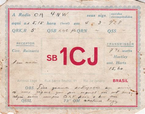 Antique Qsl Card Info Brazil Sb1cj