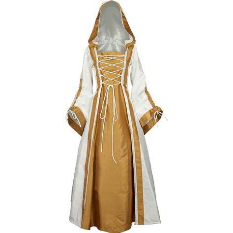 Hooded Renaissance Sorceress Dress White