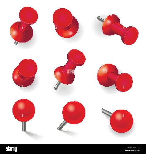 Realistic Vector Illustration Set Of Different Red Pins Isolated On
