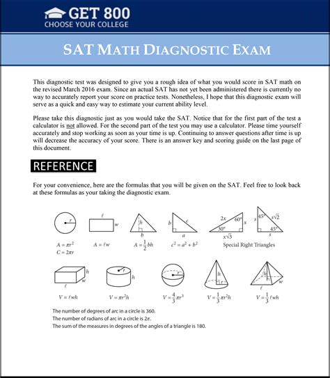 Free Sat Math Diagnostic Exam