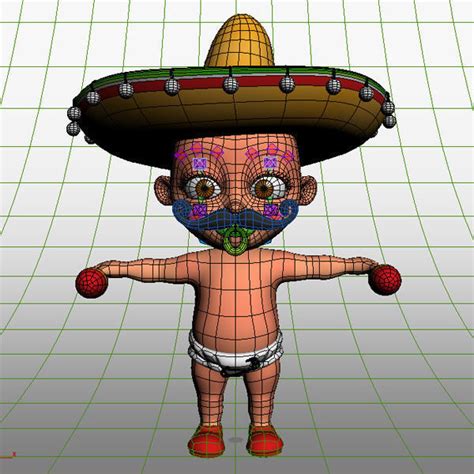 Mexican Baby Cartoon Rigged 3d Model Rigged Cgtrader