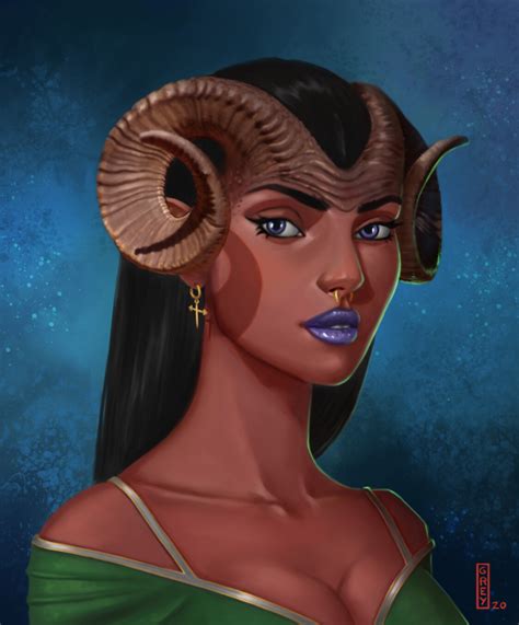 F Tiefling Sorcerer Robes Portrait Female Night Tower Med Character Art Character Portraits