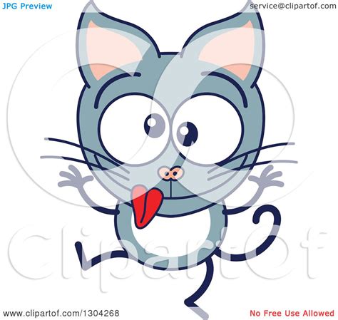 Clipart Of A Cartoon Gray Cat Character Making Funny Faces
