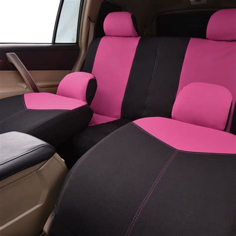 11 Pcs Universal Car Seat Covers Set Washable Pink Polyester For Truck