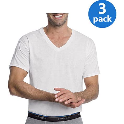 Hanes Mens 3 Pack Comfortblend White V Neck T Shirt
