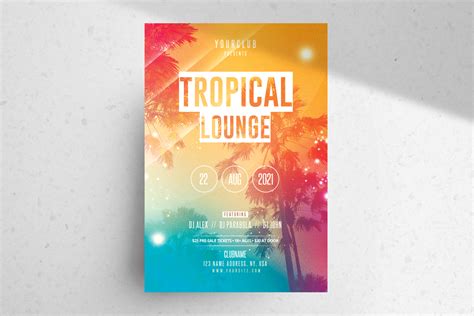 Tropical Lounge Free Summer PSD Flyer PixelsDesign