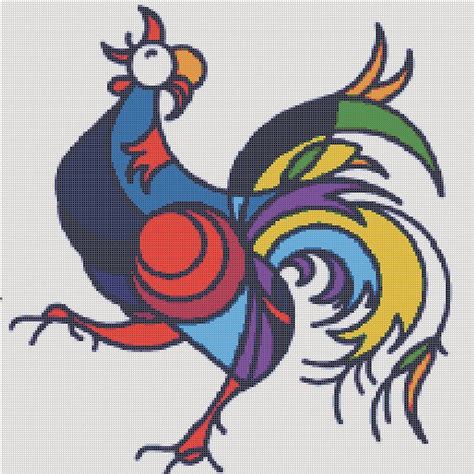 Cock A Doodle Doo Rooster Counted Cross Stitch Pattern Etsy