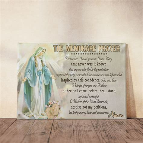 Mother Mary Canvas Prints The Memorare Prayer Canvas Art Wall Art