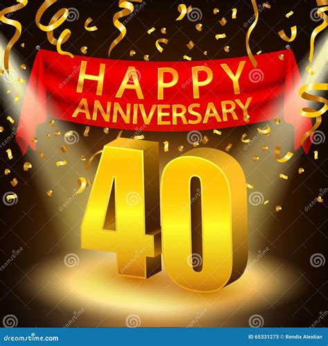 Happy 40th Anniversary Celebration With Golden Confetti And Spotlight