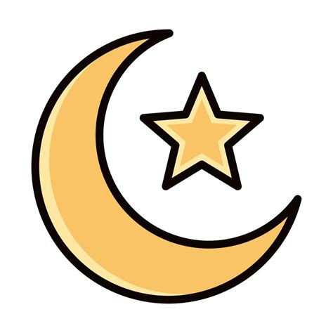 Moon Star Eid Mubarak Islamic Religious Celebration Line And Fill Icon