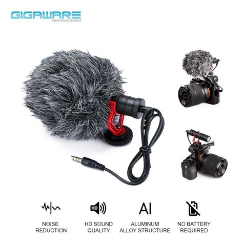 Gigaware Shotgun Camera Microphone Noise Reduction Compatible For Smartphones Dslr Cameras