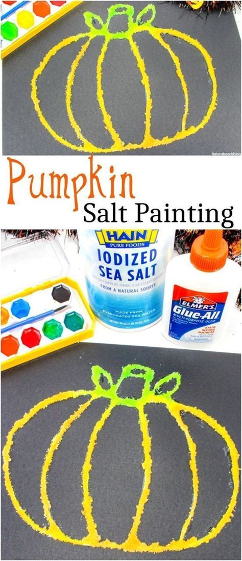 Pumpkin Salt Painting Is An Easy Art Project For Kids To Do With Their