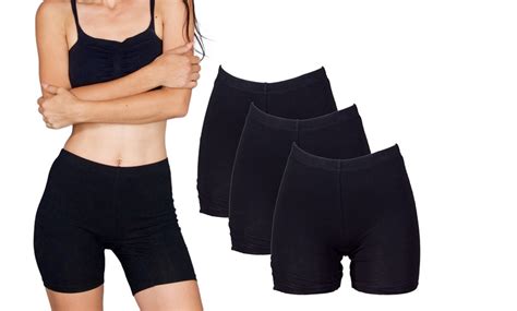 Womens Seamless Cotton And Spandex Slip Shorts 3 Pack Groupon