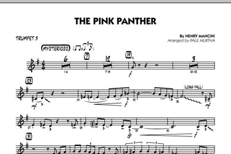 The Pink Panther Trumpet 3 Sheet Music Paul Murtha Jazz Ensemble
