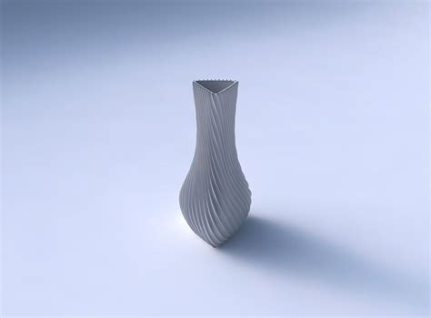 Vase Puffy Triangle With Bent Extruded Lines 3d Model 3d Printable Cgtrader