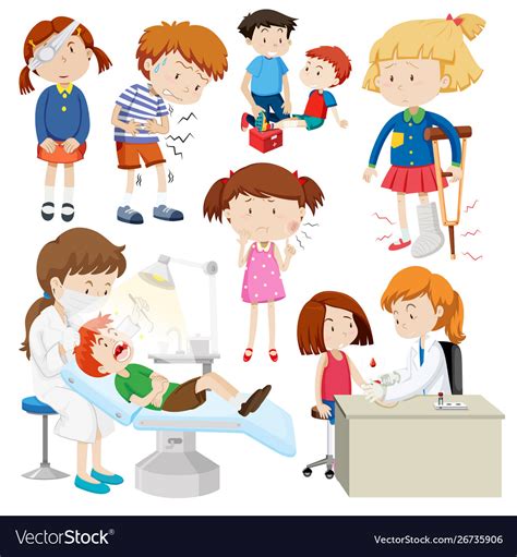 Children With Different Sickness Royalty Free Vector Image