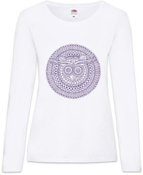 Owl Circle Damen Langarm T Shirt Yantra Hinduismus Buddhismus Hindu Eule Kreis Ebay