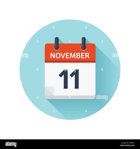 November 11 Vector Flat Daily Calendar Icon Date And Time Day Stock