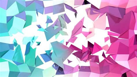 Abstract Simple Blue Pink Low Poly 3d Split Surface As Crystal Mesh