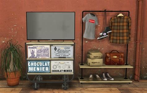 Tv And Industrial Clothing Rack At Mxims Sims 4 Updates