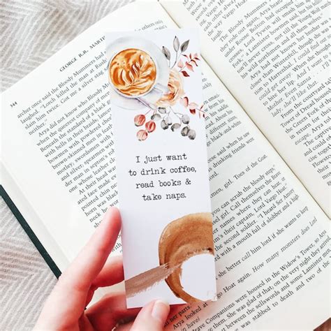 Printable Bookmark Coffee Book Lover T Bookish Bookmark Etsy