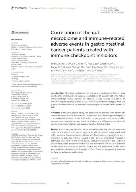 Pdf Correlation Of The Gut Microbiome And Immune Related Adverse