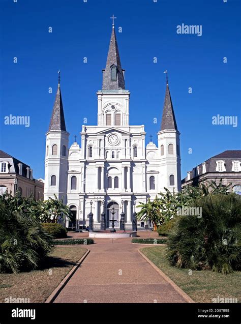 Front View Of Saint Louis Cathedral In Jackson Square New Orleans