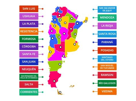 Mapa De Capitales De La Argentina Diagrama Etiquetado