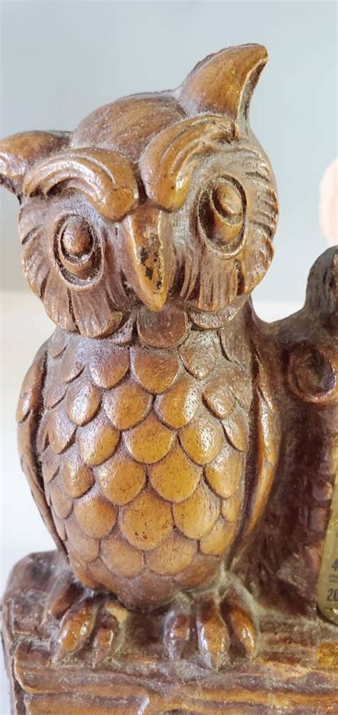Syroco Wood Owl On Branch Etsy