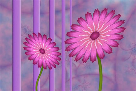 Pink Fantasy Flowers On Purple Background Digital Art By Gabiw Art Pixels
