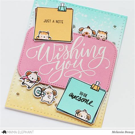hi all i want to share my card for mama elephant featuring sticky notes this stamp set is so