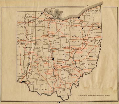 Map Shows The Paths Of The Ancient Indian Trails In Ohio Many Of These