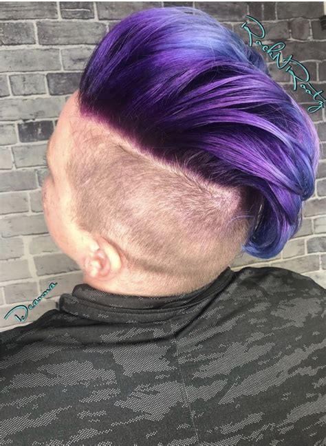 Purple And Aqua Blue Pompadour Hairstyle Aqua Blue Creative Colour