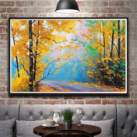 Oil Painting Fall Trees Leaves Park Graham Gercken Forest Art Silk