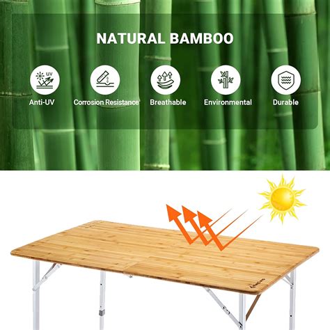 Buy Kingcamp Lightweight Stable Folding Camping Table Bamboo Outdoor