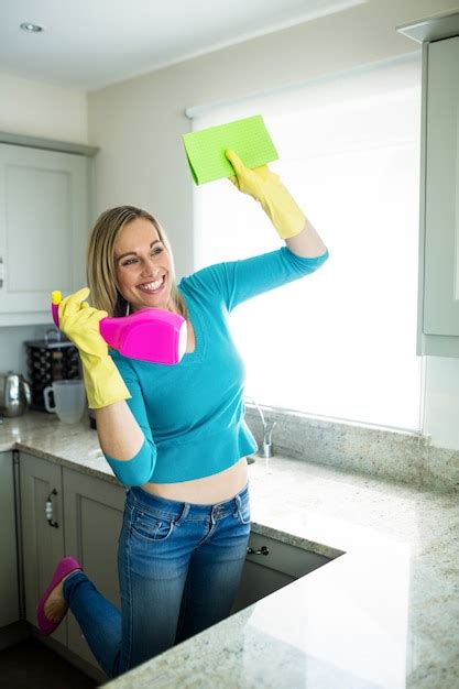 premium photo pretty woman doing her house chores