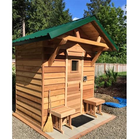 This site provides a sauna kit, which you can custom fit to your house, as the home owners above did. 4' x 6' Outdoor Sauna Kit + Heater + Accessories