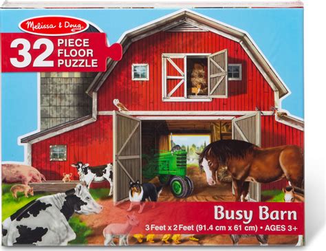 Melissa And Doug 2923 Busy Barn Yard Shaped Floor Puzzle 32 Pieces