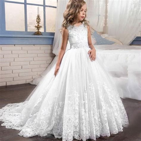 White Wedding Dress In 2020 White Flower Girl Dresses Flower Girl