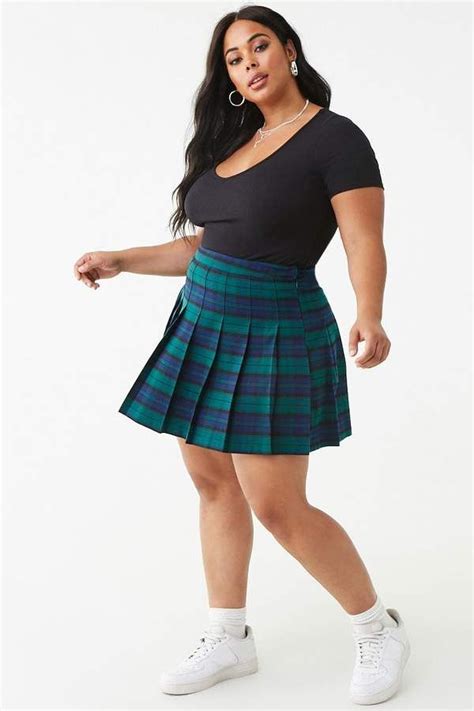 Forever 21 Plus Size Pleated Plaid Mini Skirt Plus Size Outfits Plus Size Fashion Curvy Outfits