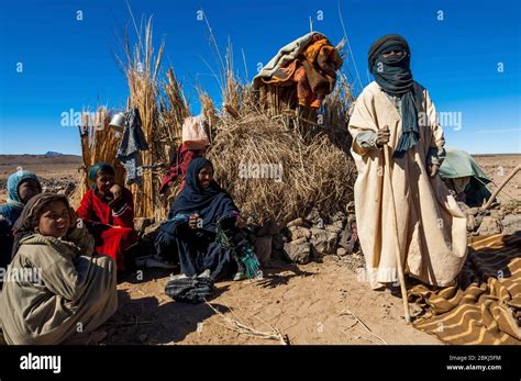 Algeria Tamanrasset Hoggar Sahara Atakor Massif Nomad Camp Stock
